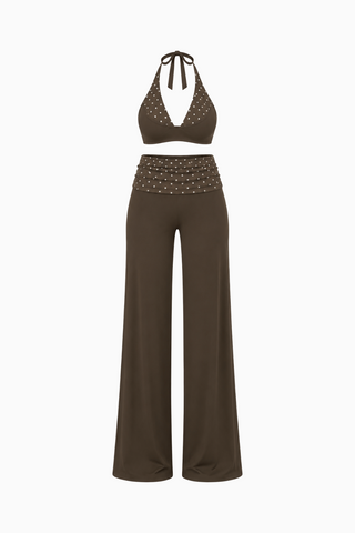 Polka Dot Halter Flare Set