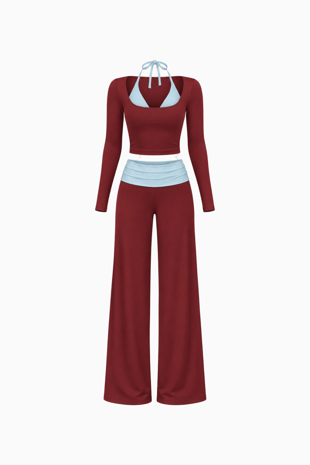 Contrast Waistband Flare Set