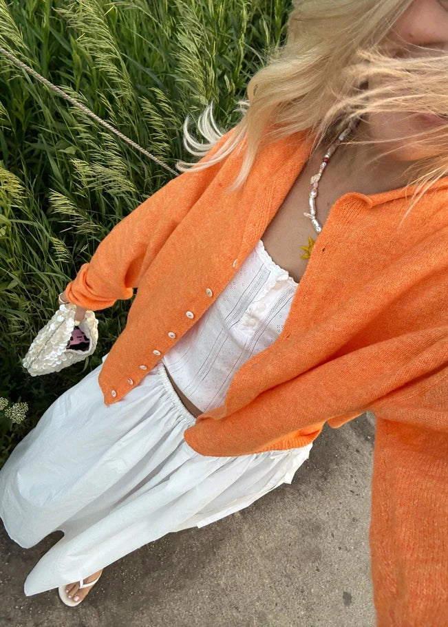 Soft Pink Button-Up Knit Cardigan