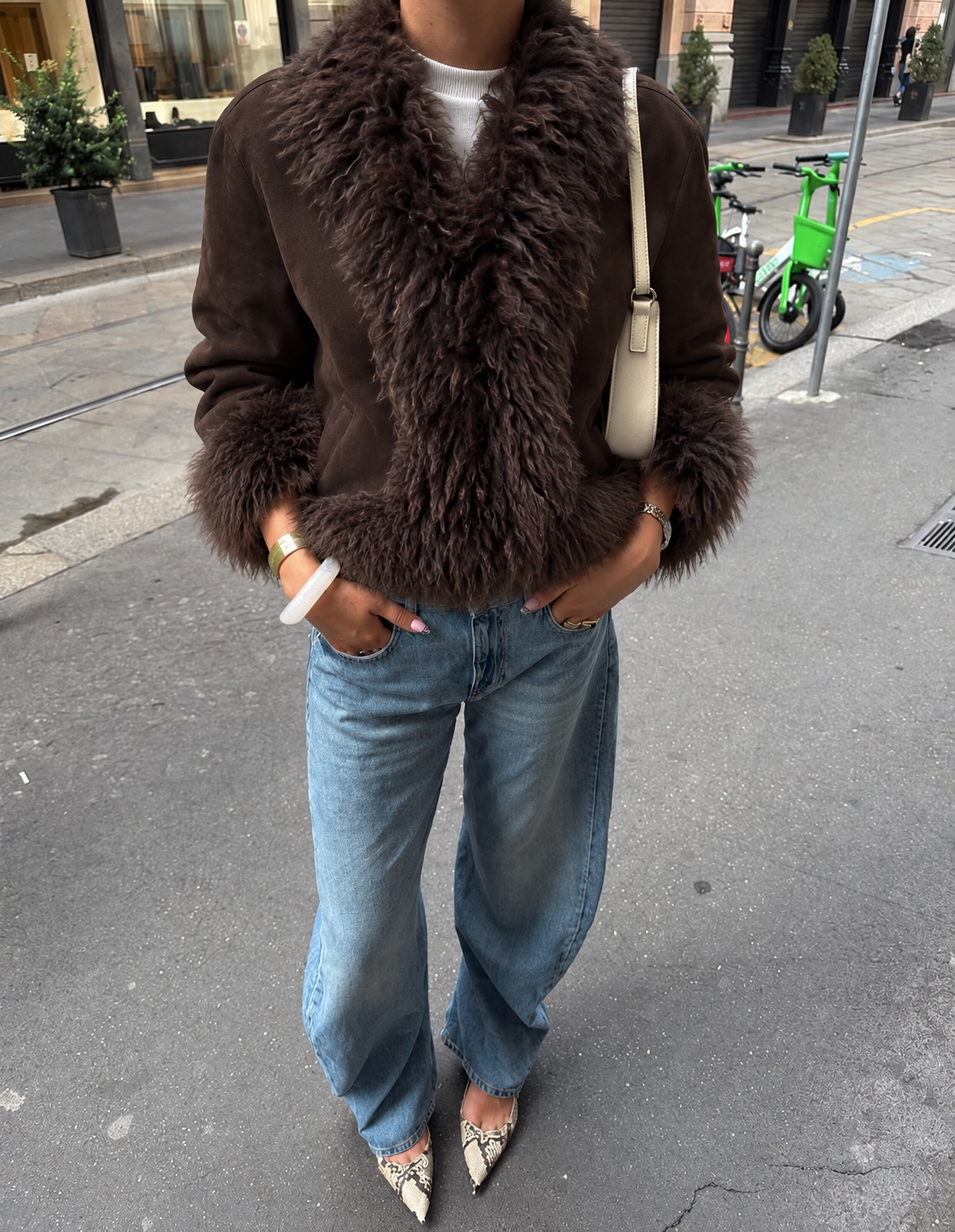 Shearling-Trimmed Suede Jacket