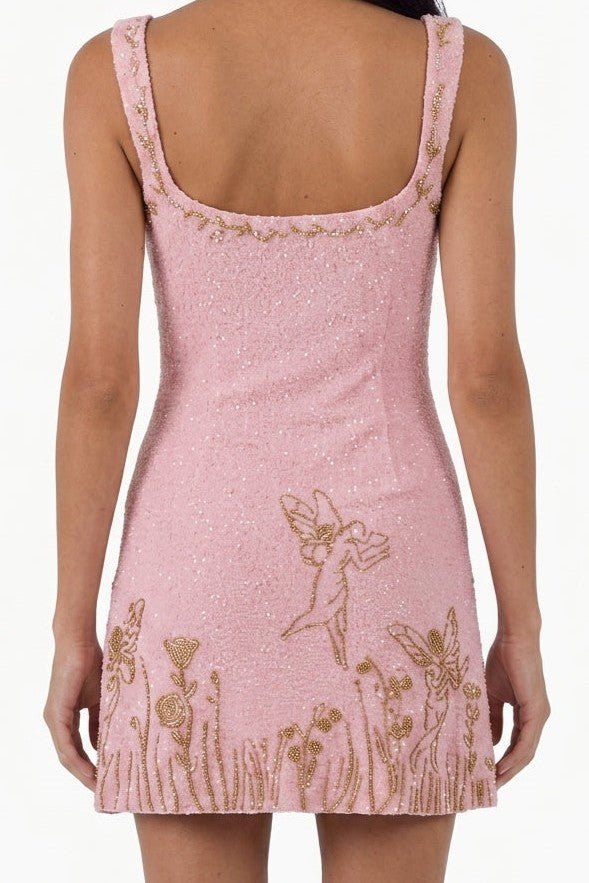 Blush Pink Graphic Print Mini Dress   BACK MISSING