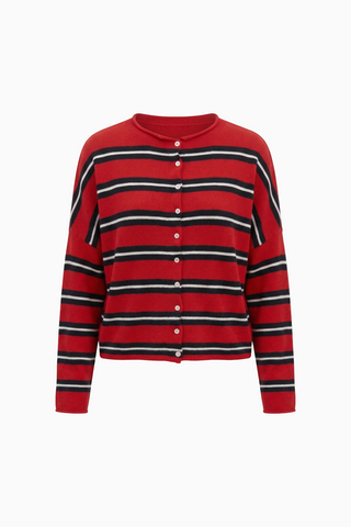 Relaxed Striped Cashmere-Blend Cardigan