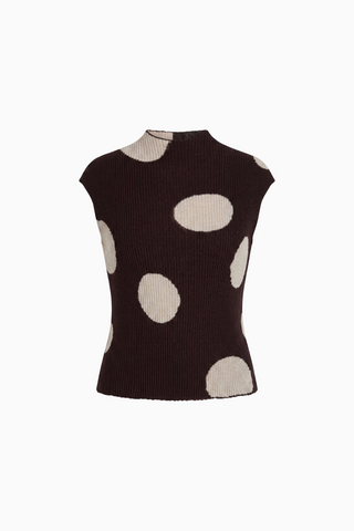 Polka Dot Mock Neck Knit Top