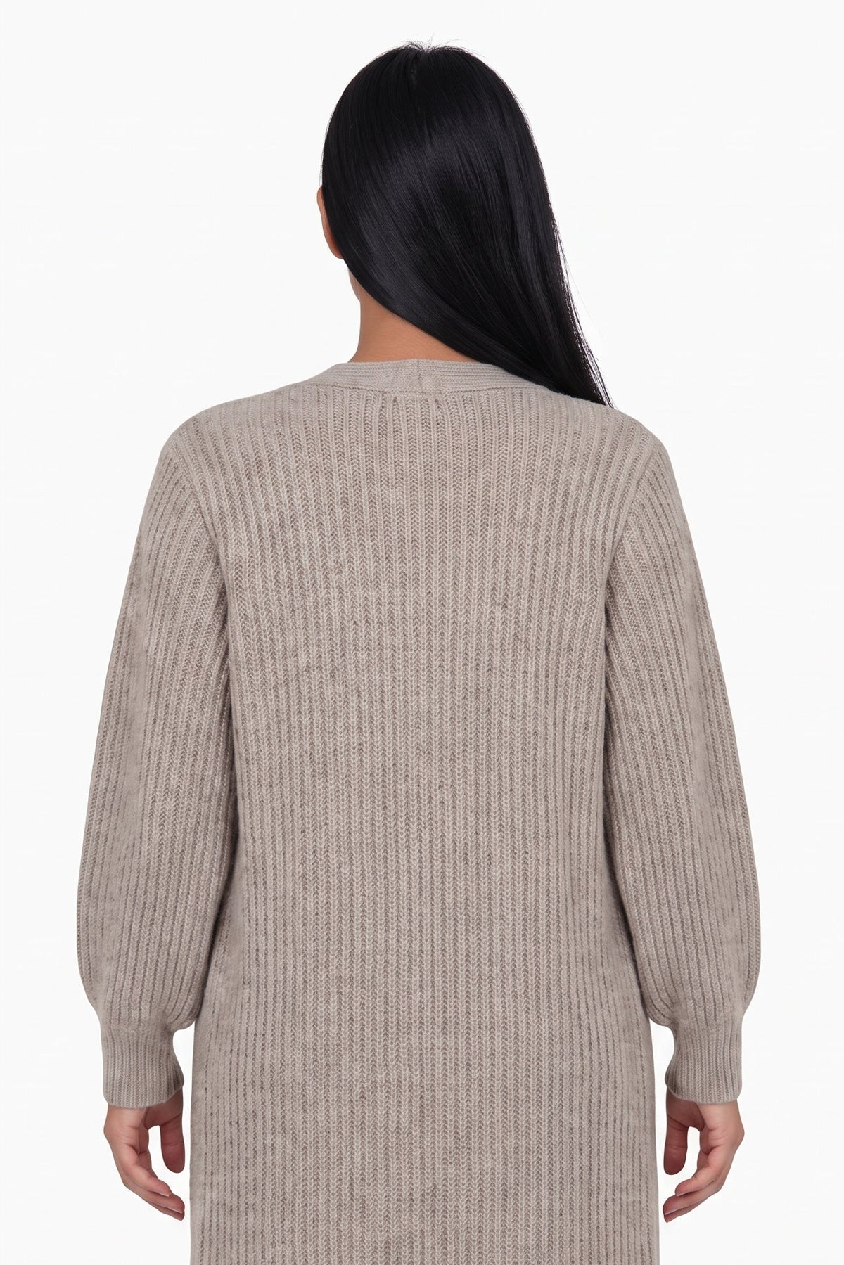 Chunky Ribbed Balloon Sleeve Cardigan