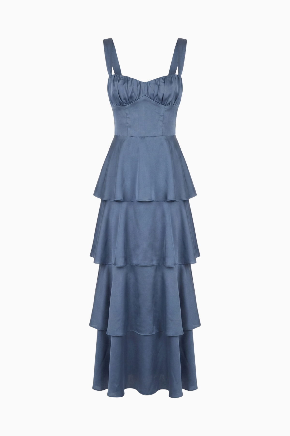 Dusty Blue Tiered Ruffle Maxi Dress