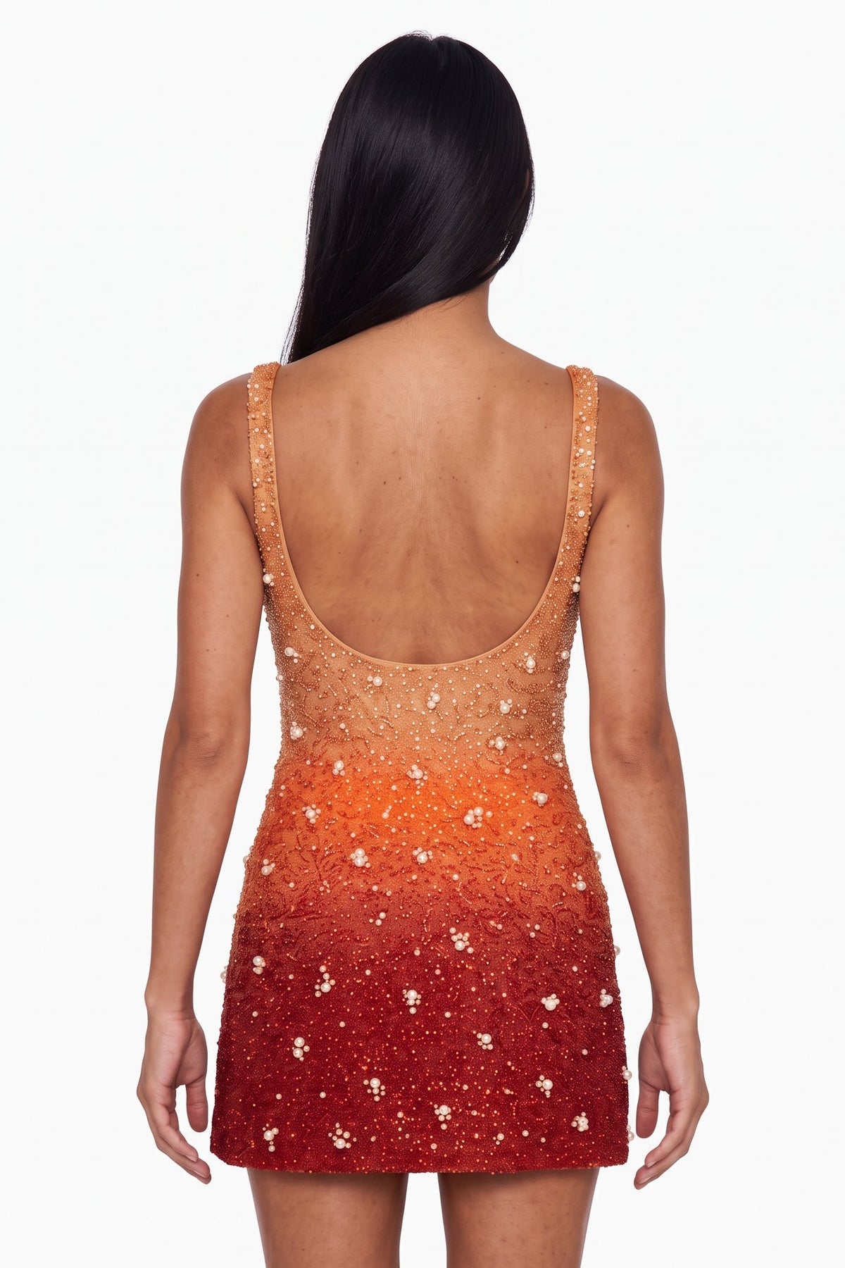 Orange Ombre Sequin Mini Dress