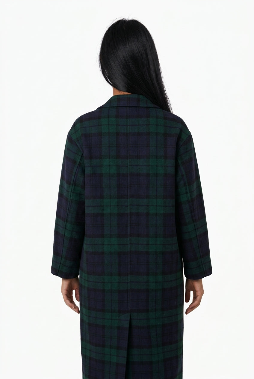 Tartan Check Button-Front Maxi Coat - I don't really like it