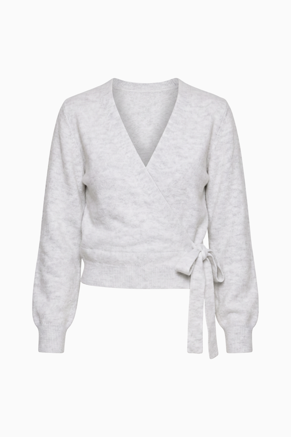Heather Grey V-Neck Knit Wrap Sweater