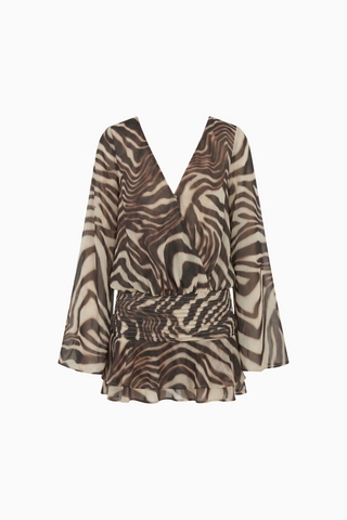 Animal Print Smocked Waist Ruffle Mini Dress