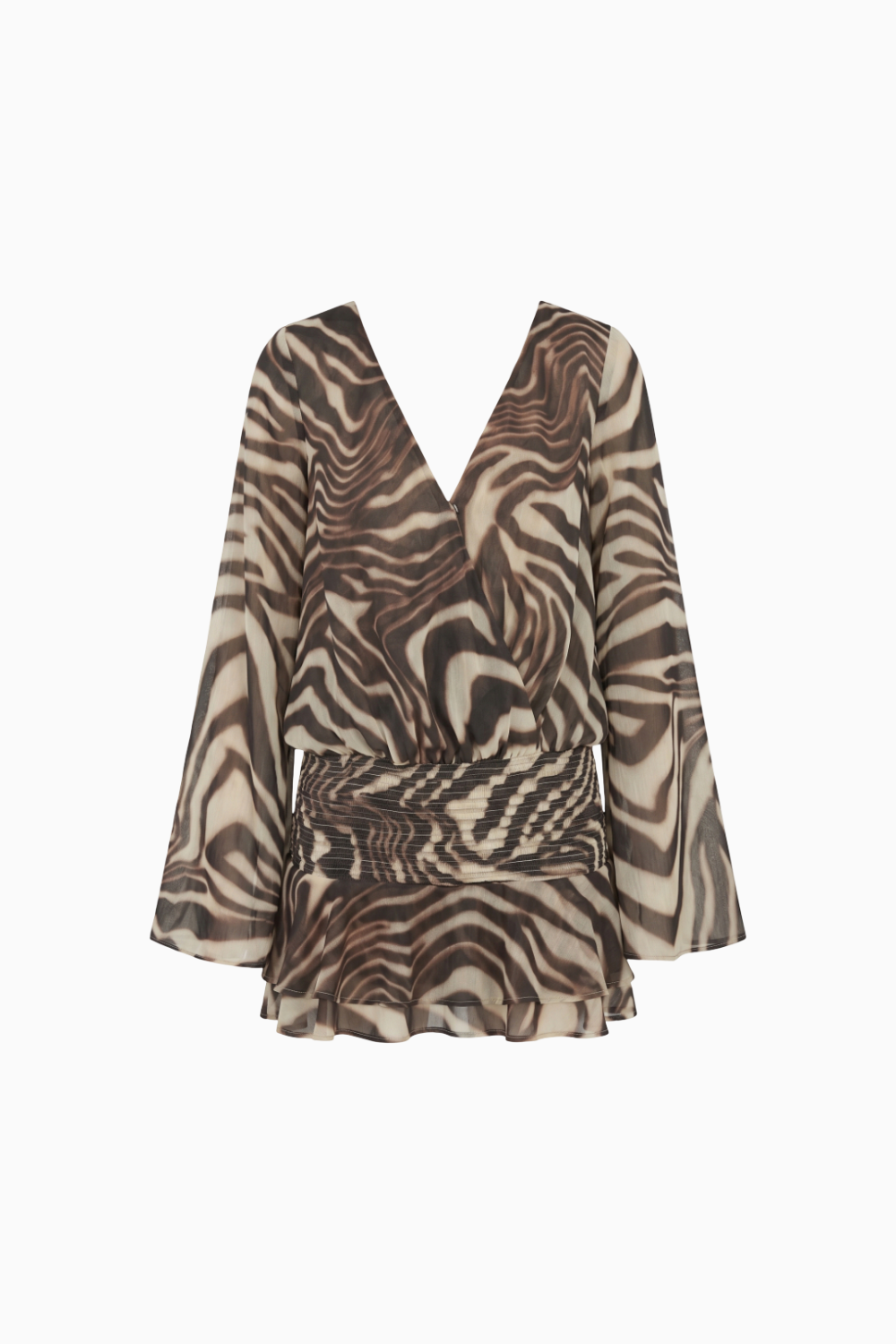 Animal Print Smocked Waist Ruffle Mini Dress