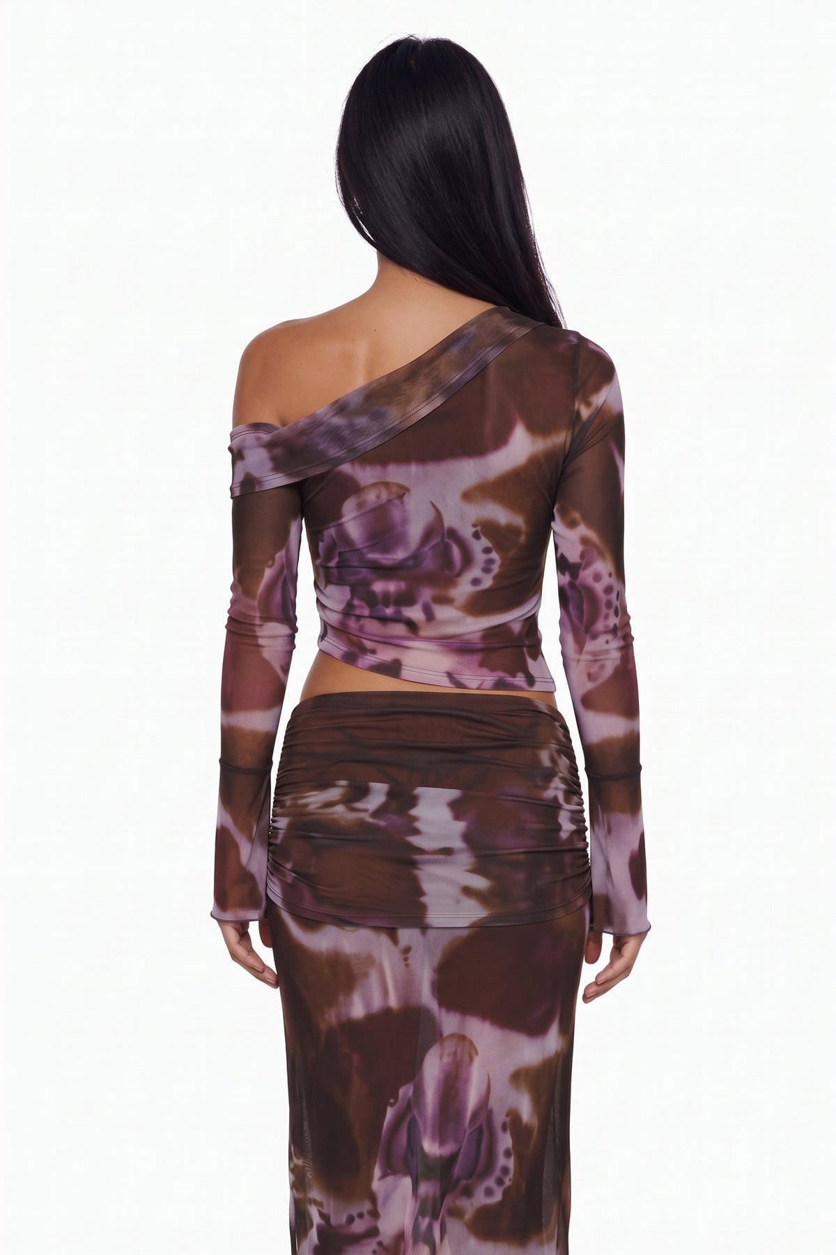 Floral Mesh Asymmetric Maxi Set