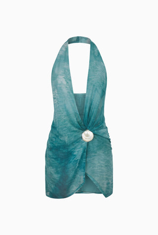 Deep Teal Structured Mini Dress   BACK MISSING