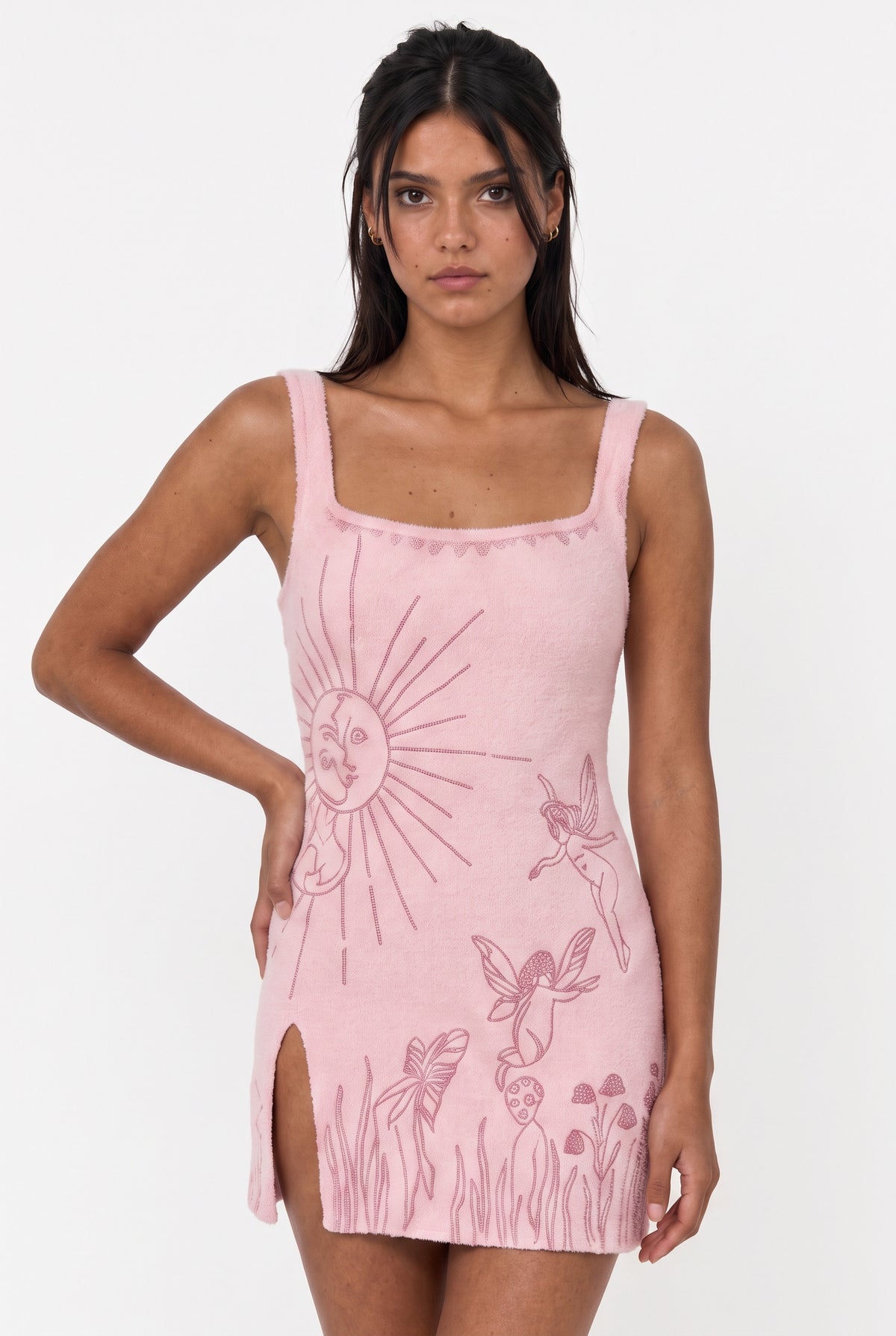 Blush Pink Graphic Print Mini Dress   BACK MISSING