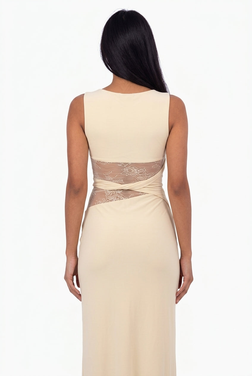 Cream Sleek Column Maxi Dress