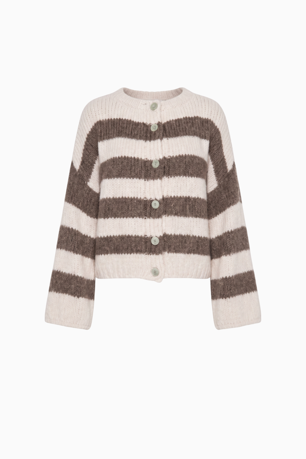 Chunky Two-Tone Striped Knit Cardigan