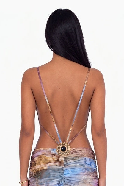 Tie-Dye Twist Front Cutout Maxi Dress