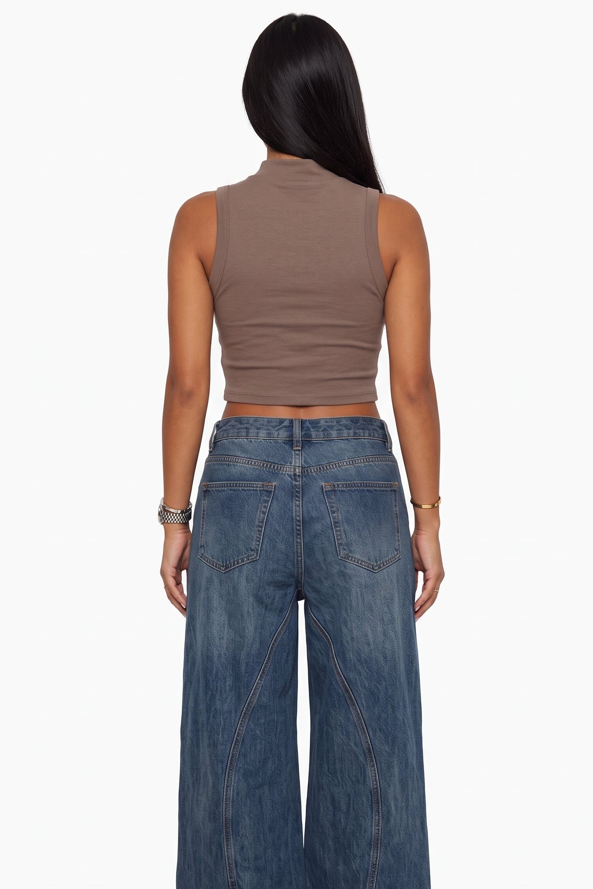 Panelled Wide Leg Jeans