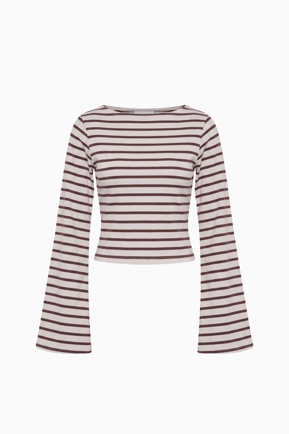 Striped Boat Neck Long-Sleeve Top