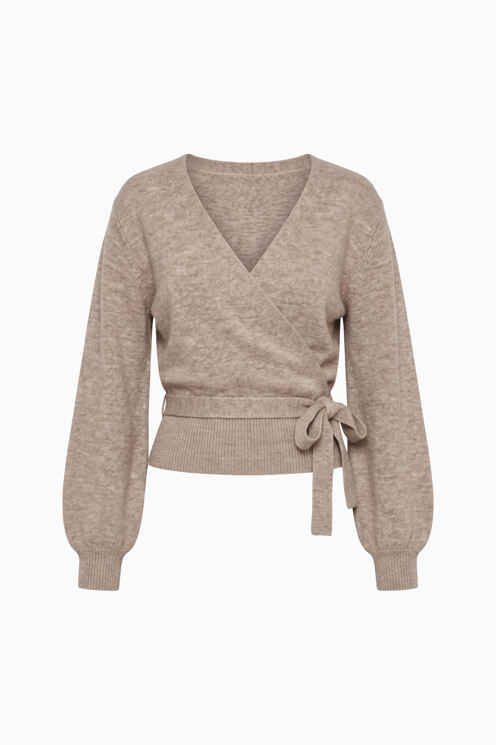 Heather Grey V-Neck Knit Wrap Sweater