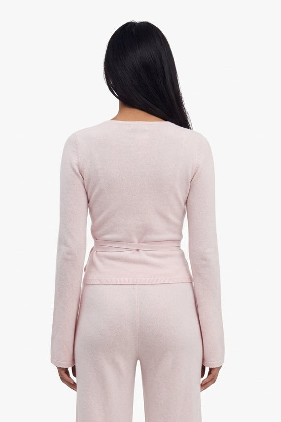 Ribbed Knit Wrap Top & Wide-Leg Pants Lounge Set
