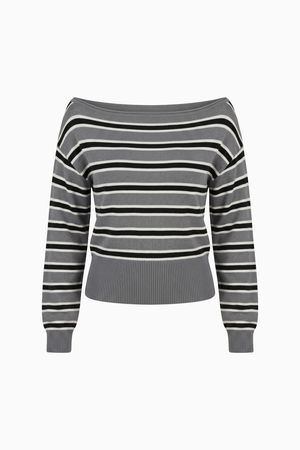 Multicolor Striped Off-the-Shoulder Knit Sweater