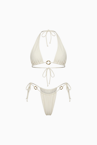Gold-Link Cream Triangle Bikini