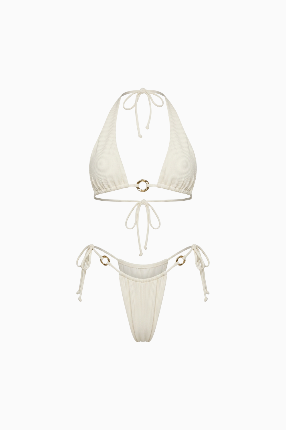Gold-Link Cream Triangle Bikini