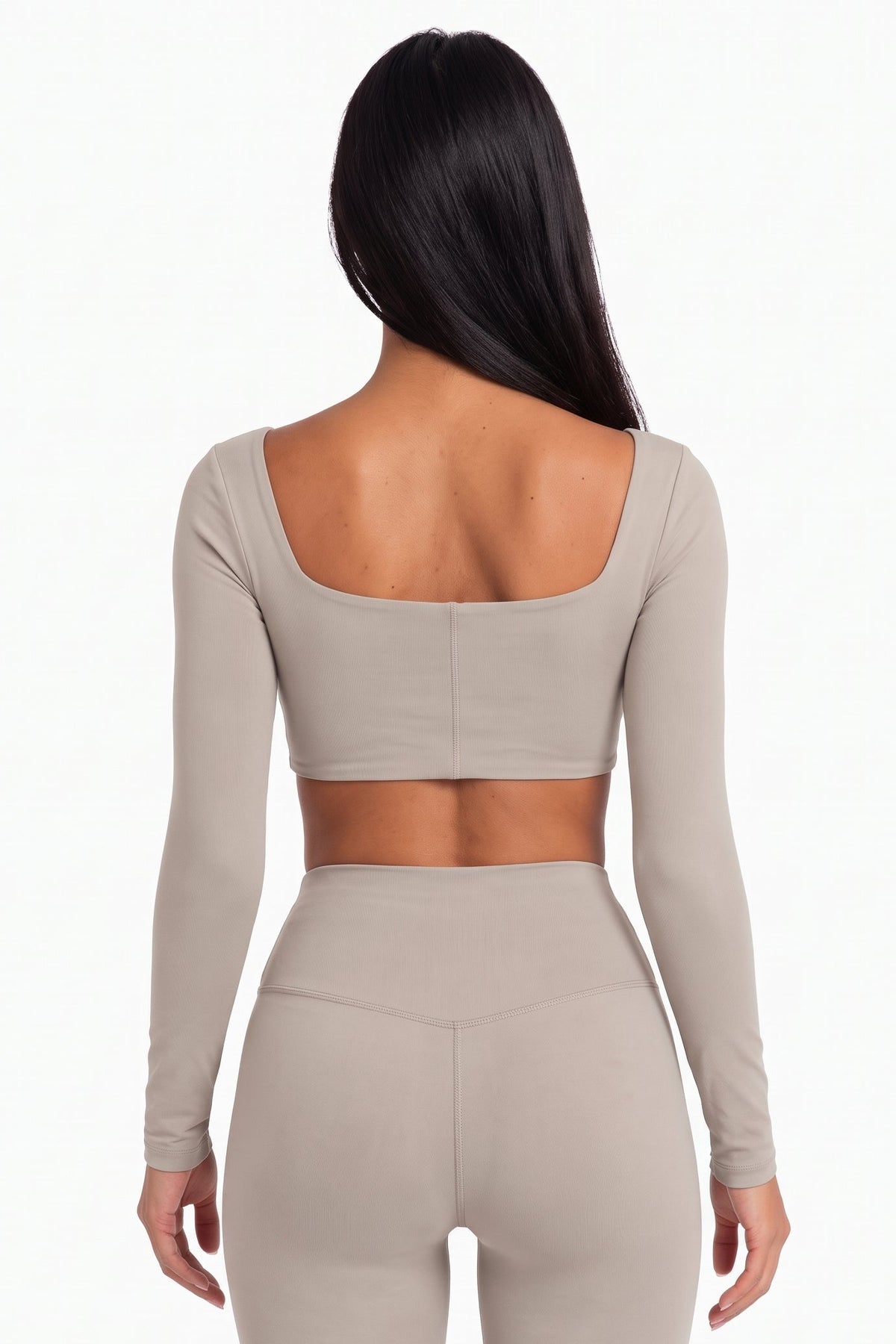 Taupe Square Neck Long Sleeve Set