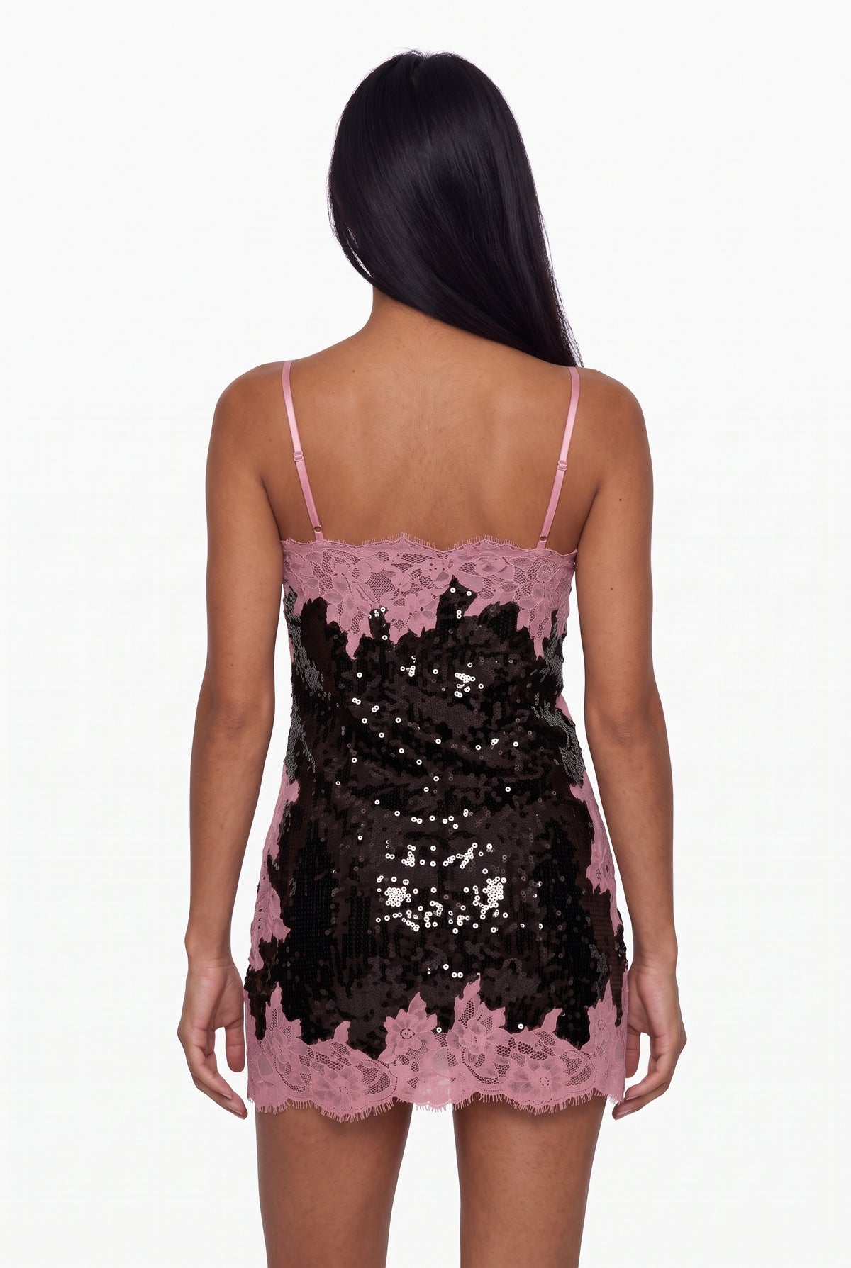 Contrast Lace Sequin Cami Dress