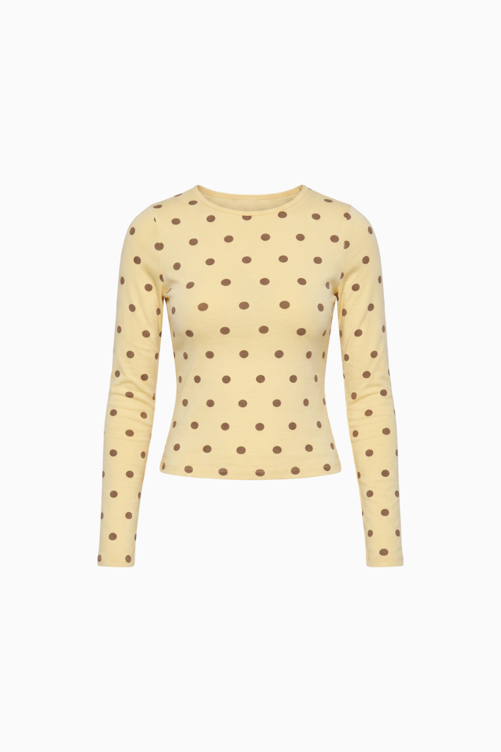 Polka Dot Print Crewneck Long Sleeve Top