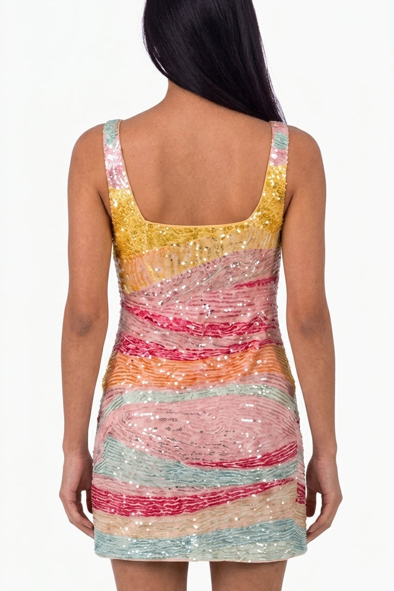 Multicolor Stripe Structured Mini Dress   BACK MISSING