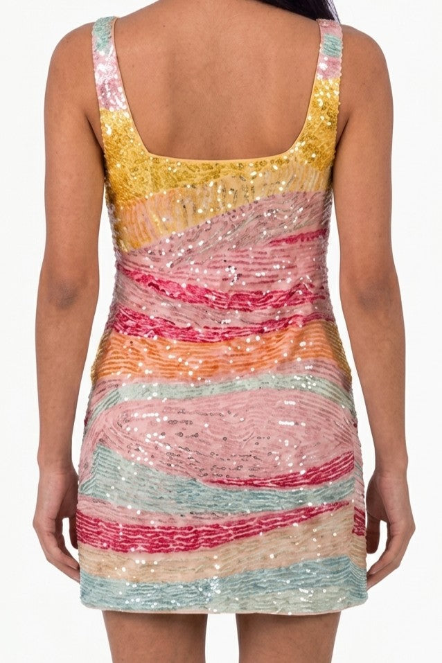 Multicolor Stripe Structured Mini Dress   BACK MISSING
