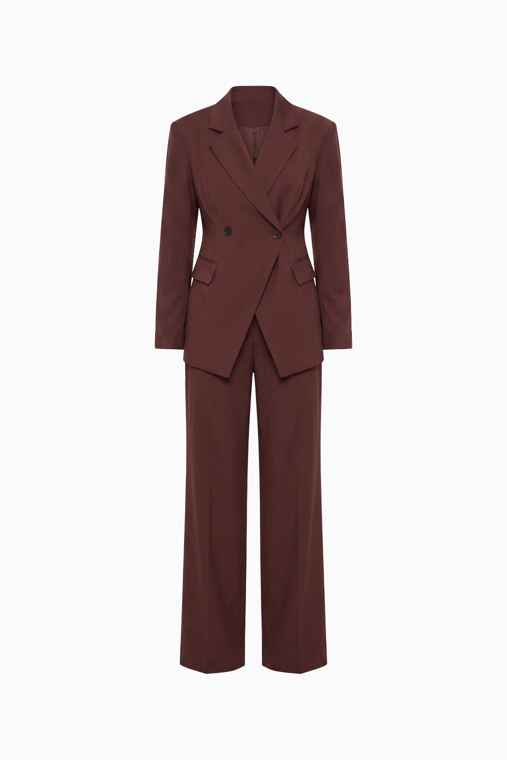 Double-Breasted Blazer & Wide-Leg Pants Suit Set