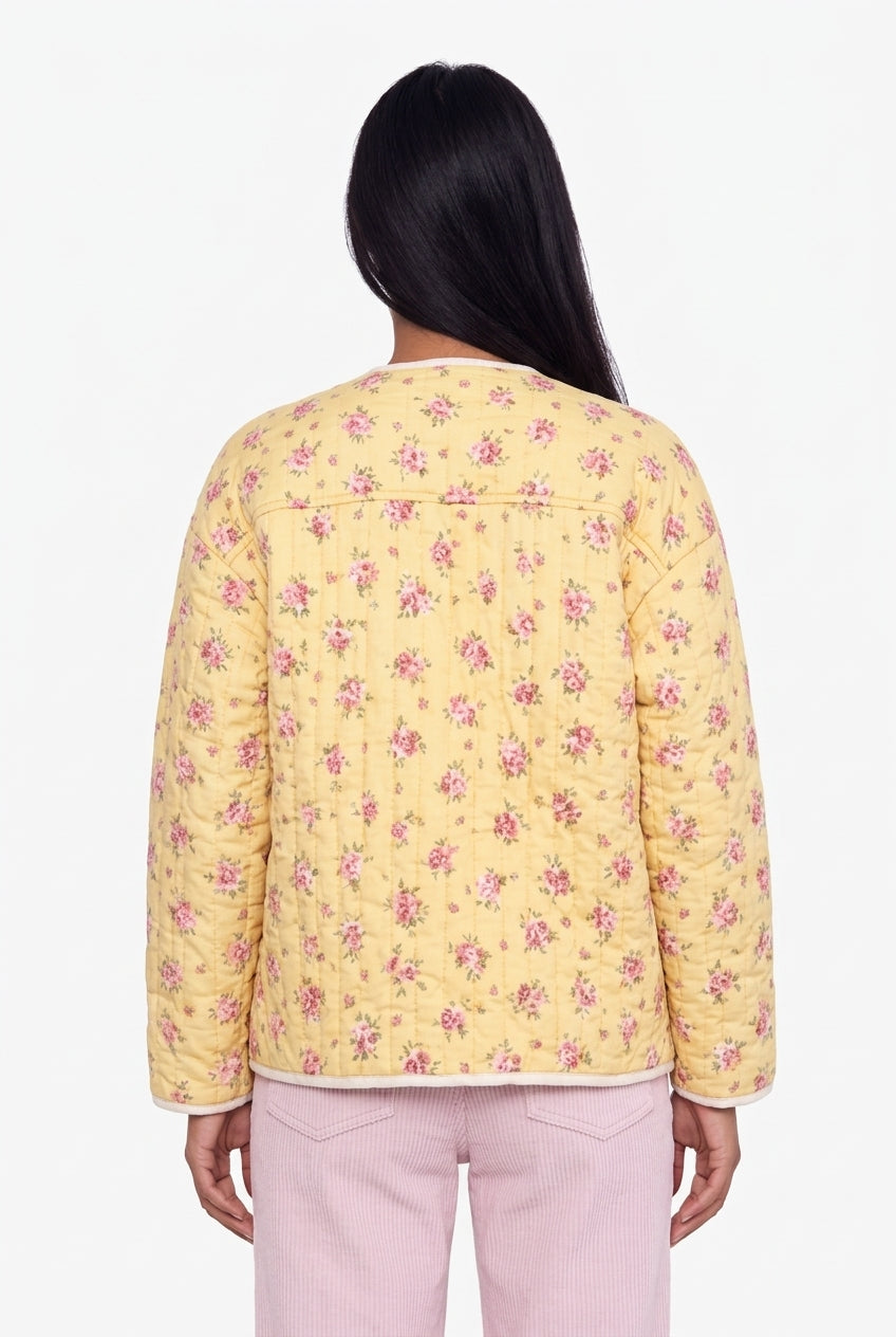 Charming Quilted Floral Liner Jacket