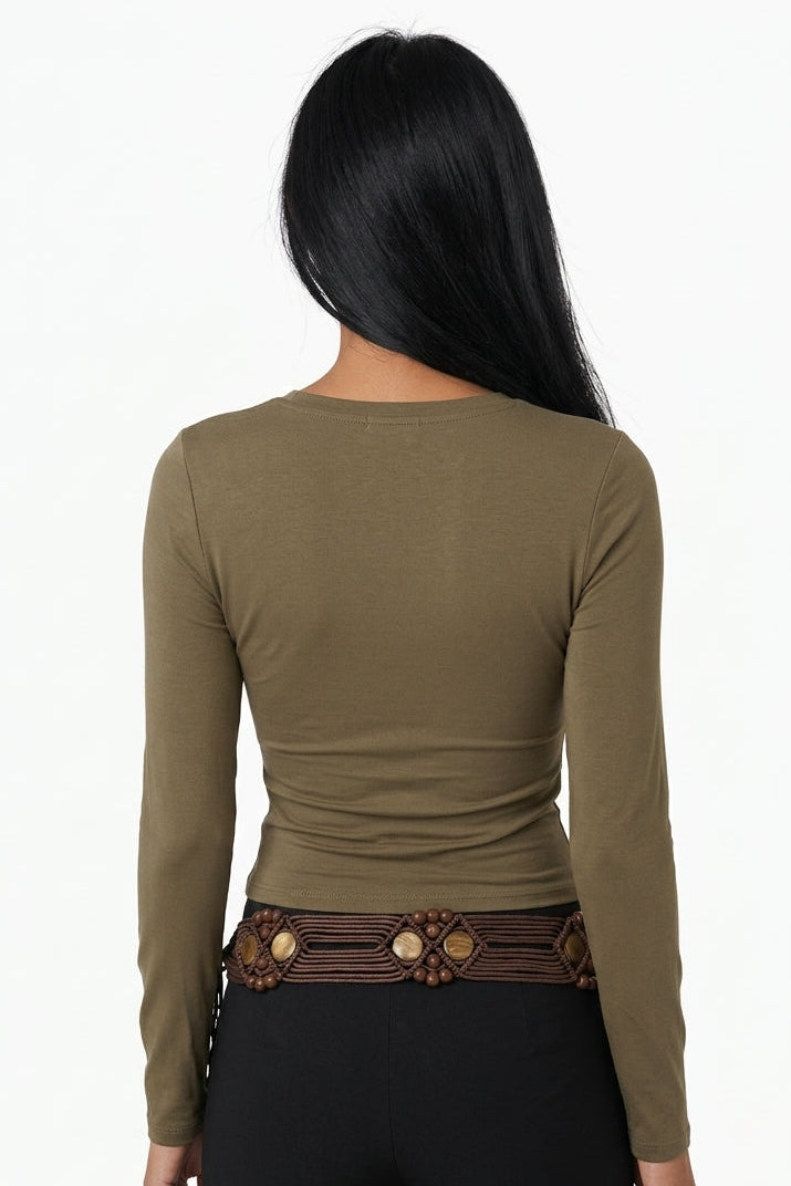 Underbust Seam Tie-Neck Top