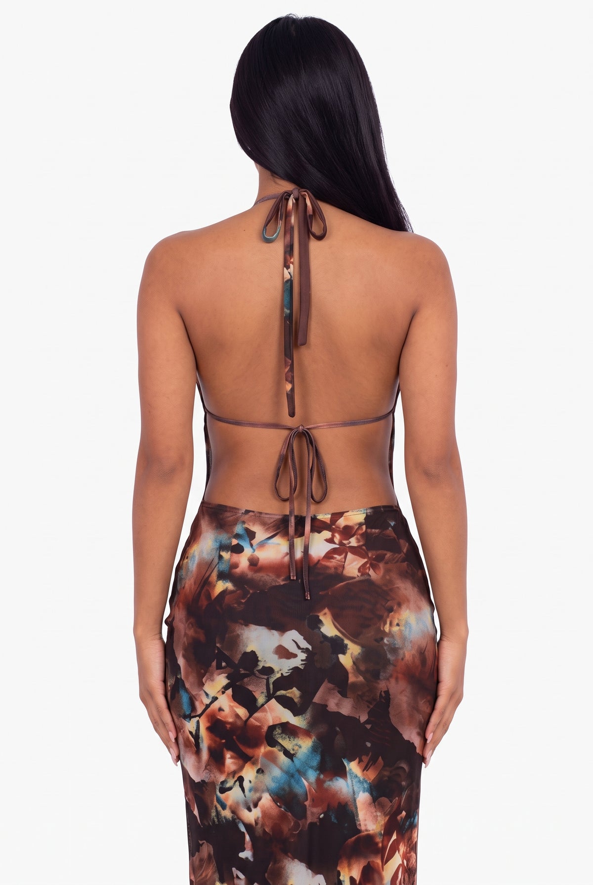 Mystic Print Plunge Cutout Dress