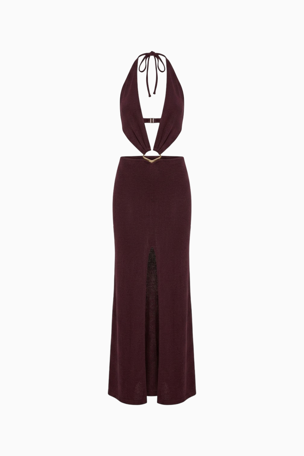 Plum Plunging Halter Cutout Maxi Dress