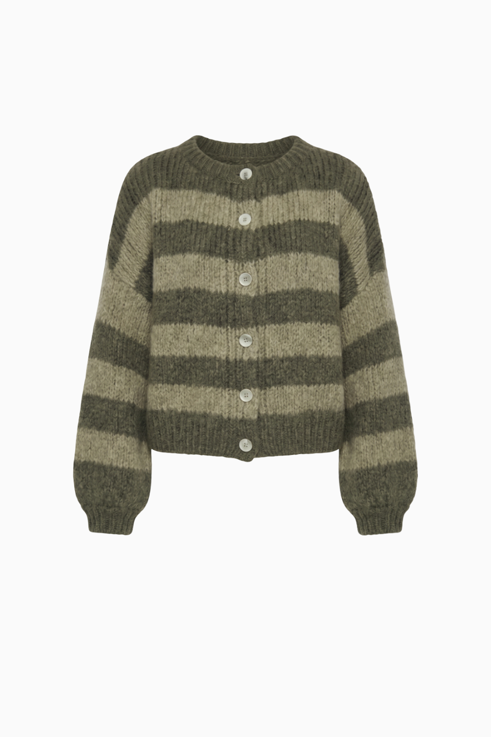 Chunky Two-Tone Striped Knit Cardigan