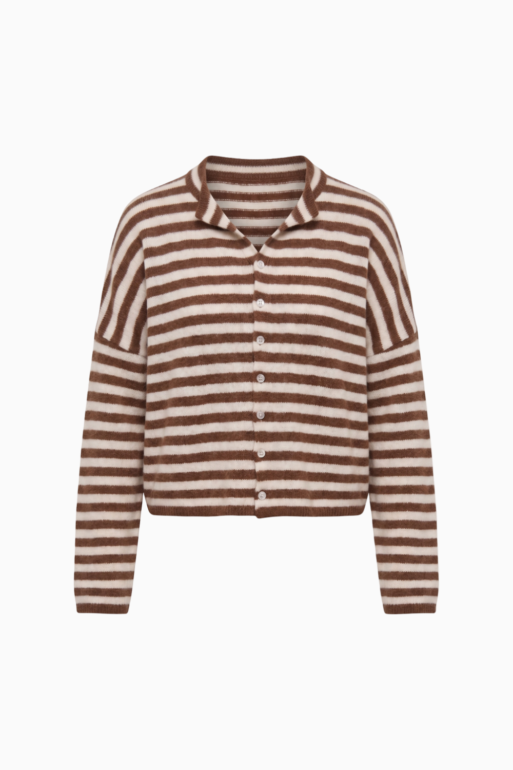 Brown Striped Knit Cardigan