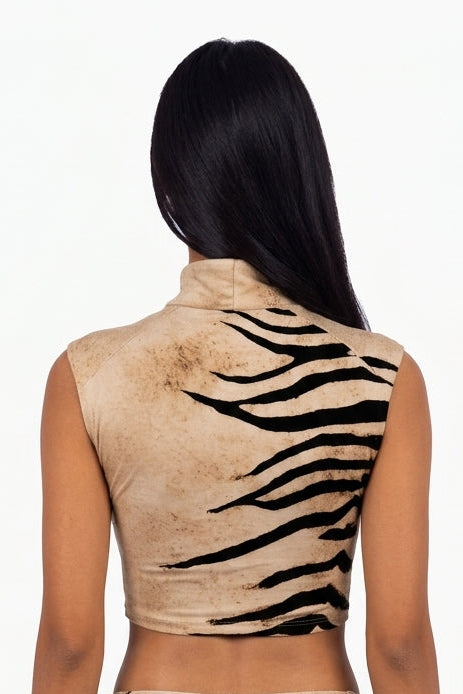 Wildside Georgia Tiger Print Tie-Front Top