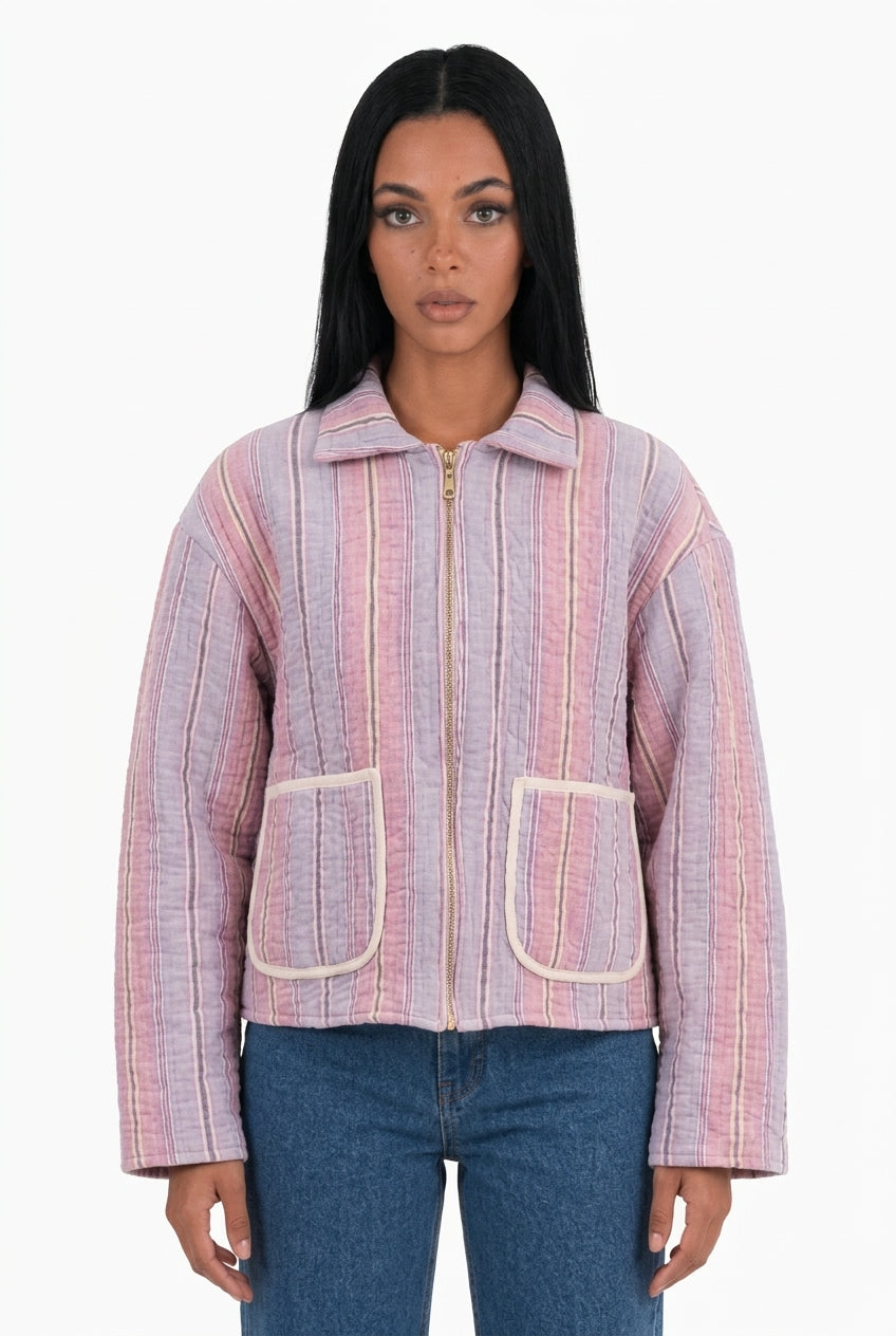 Pastel Stripe Quilted Jacket