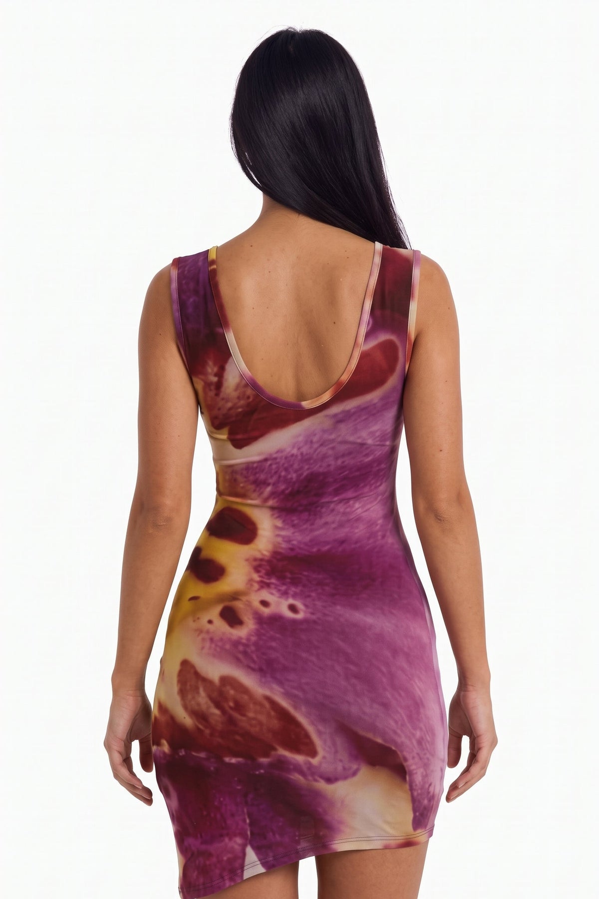 Abstract Magenta Floral Sleeveless Mini Dress