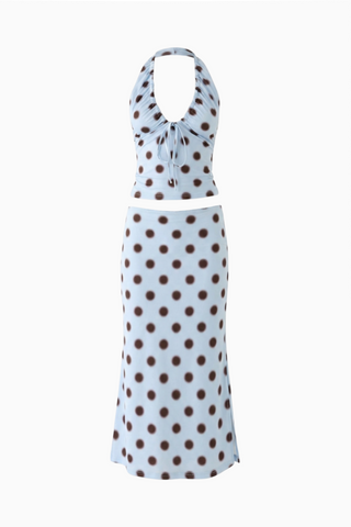 Blue Polka Dot Halter Set