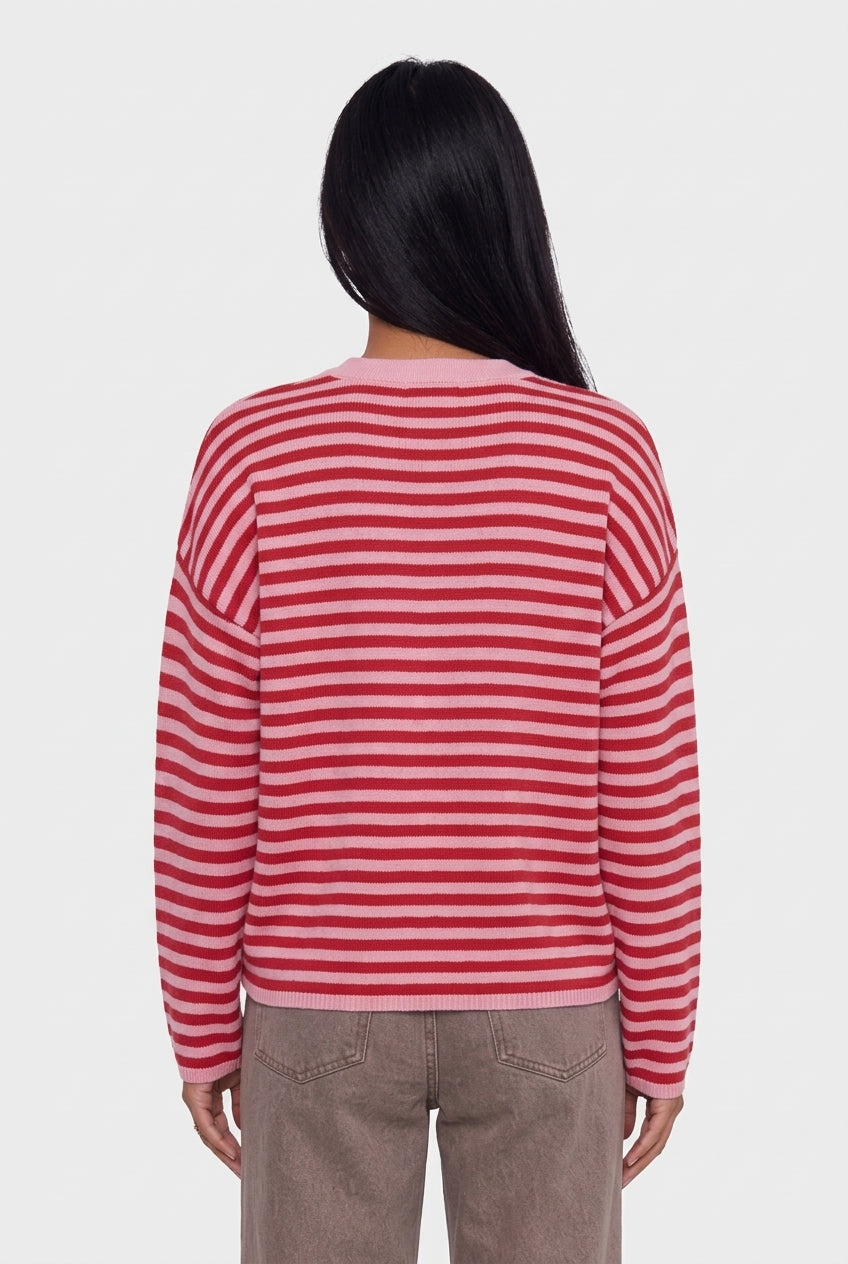 Oversized Striped Knit Crewneck Sweater