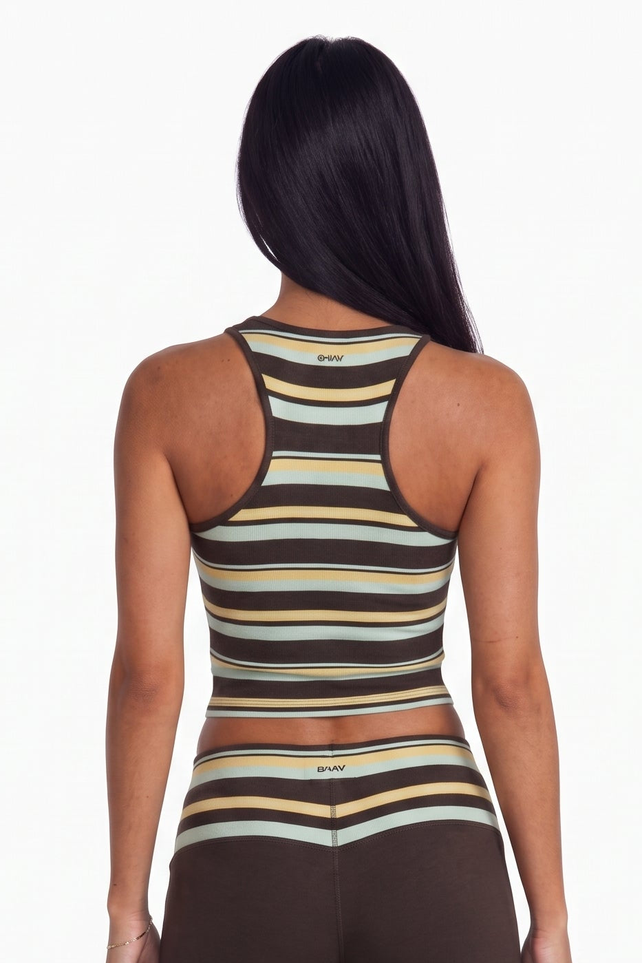 Conjunto de pantalón y camiseta sin mangas de rayas multicolor