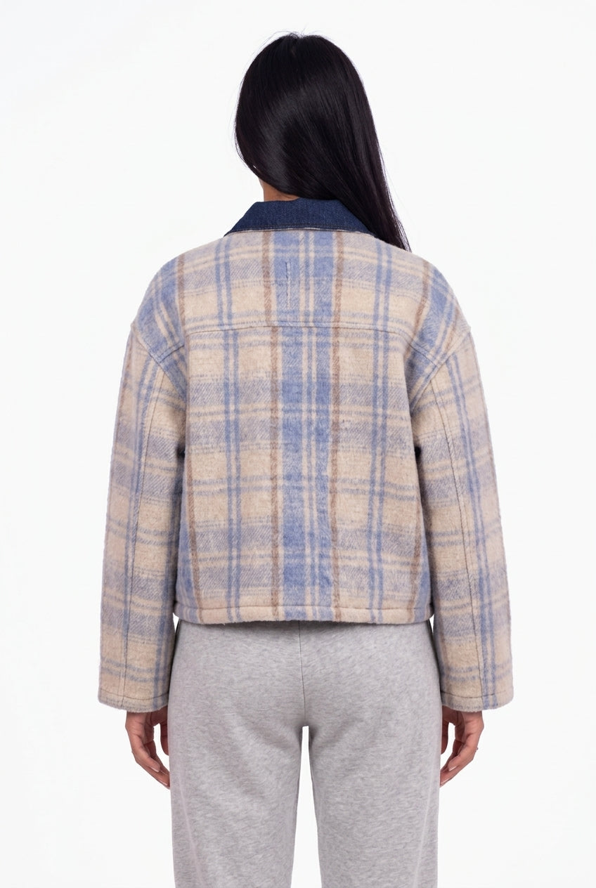 Relaxed Plaid Zip-Up Jacket