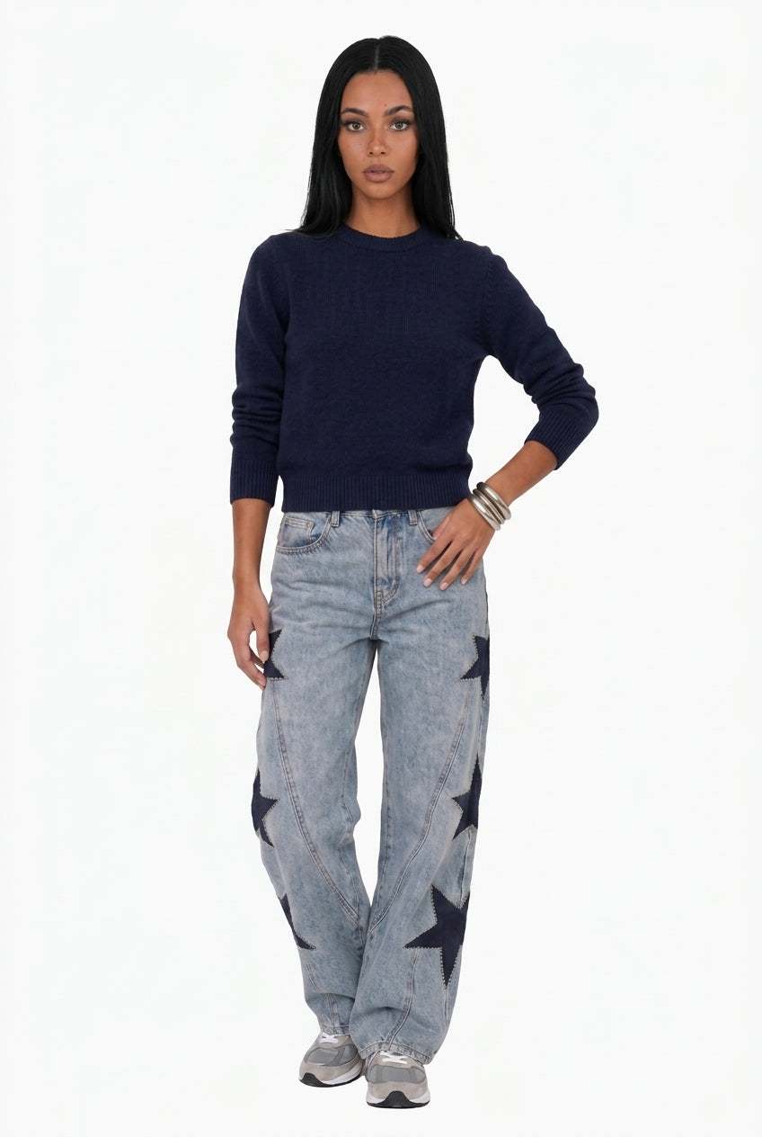 Embellished Star Wide-Leg Pants