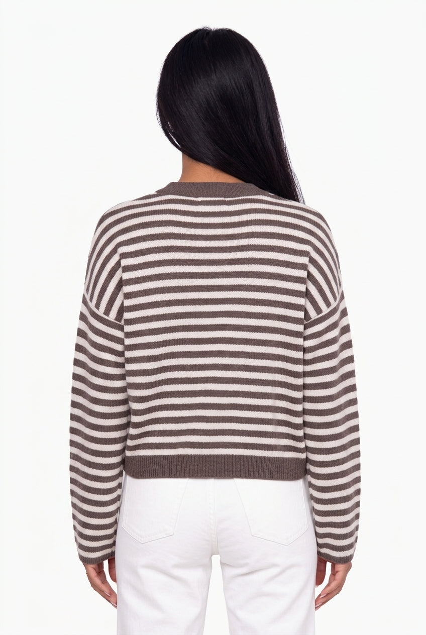 Oversized Striped Knit Crewneck Sweater