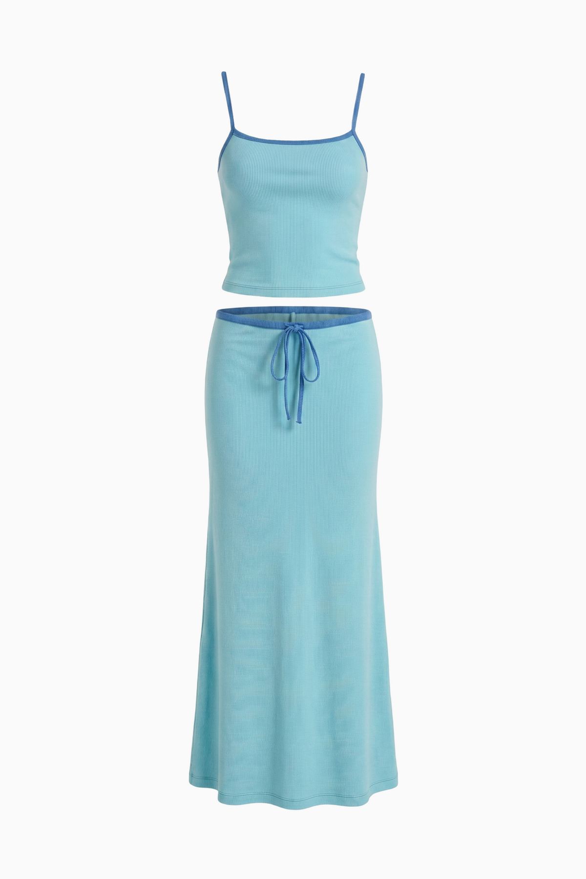 Sky Blue Two-Piece Maxi Skirt Set