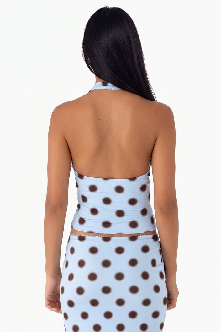 Blue Polka Dot Halter Set
